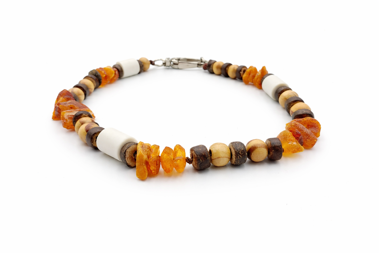 Gemstone chip necklace made of rock crystal, rose quartz and lava stone