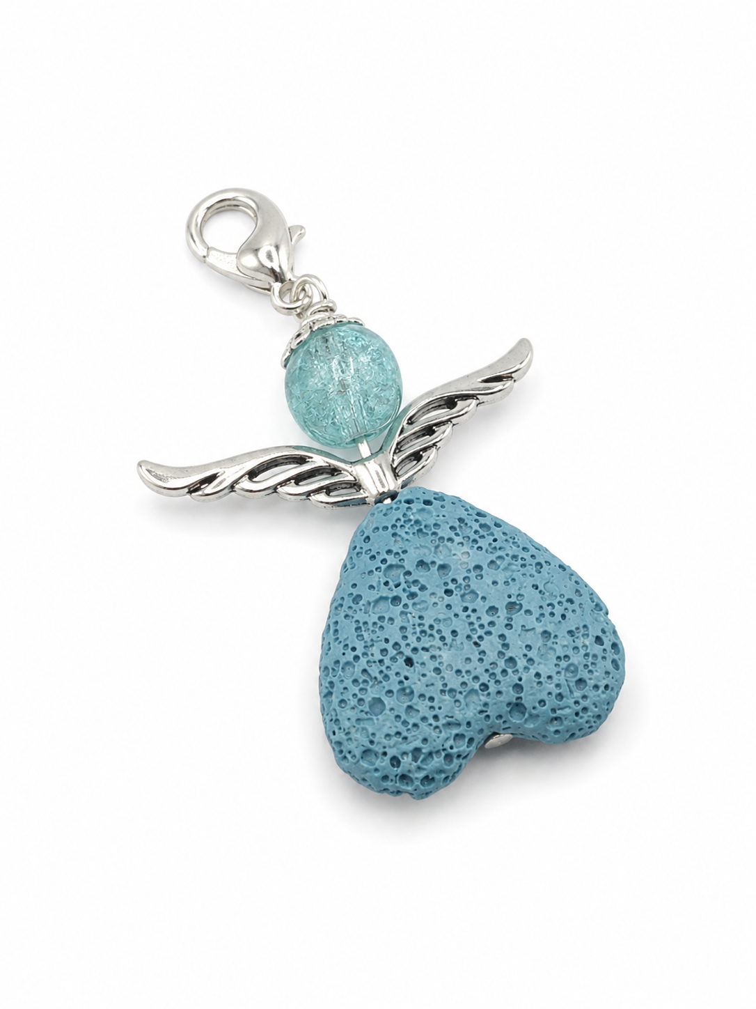 Engel-Anhänger aus Lavastein blau