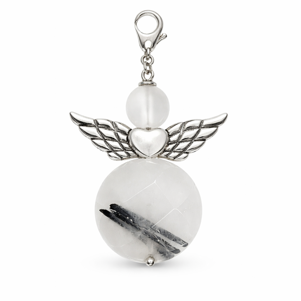 Angel pendant made of tourmaline and rock crystal