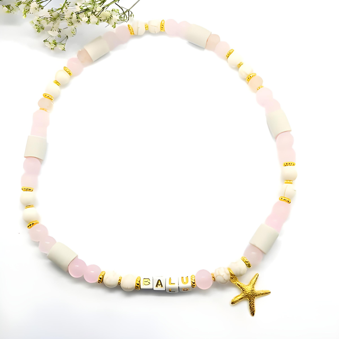 Zeckenhalsband EM Keramik mit Magnesit und Jade