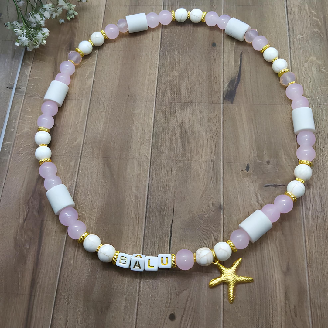 Halsband EM Keramik mit Magnesit und Jade
