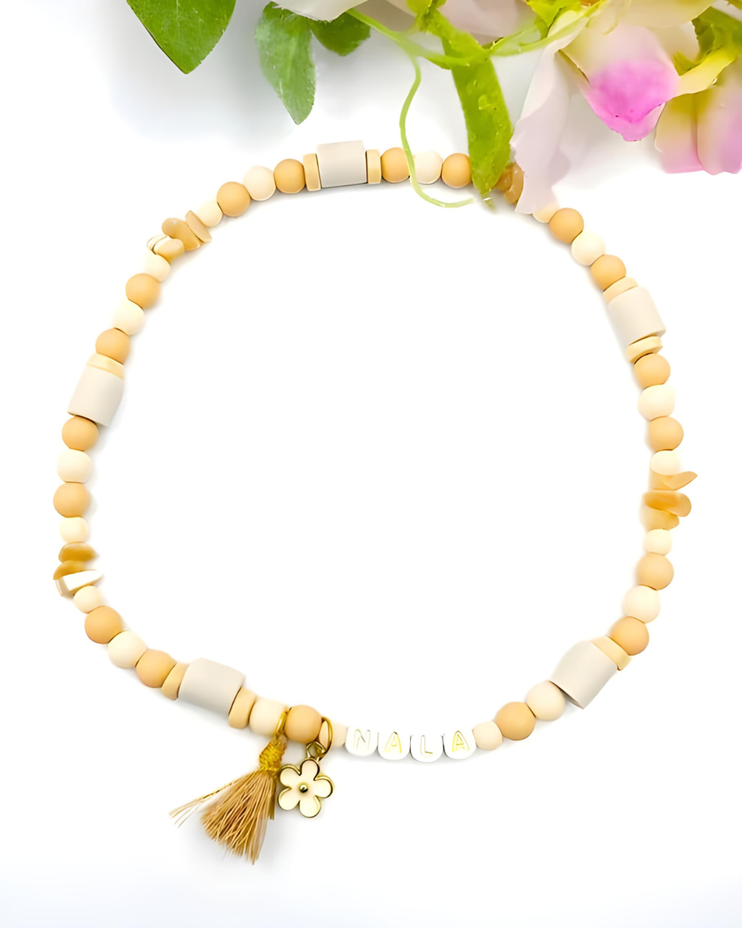 Zeckenhalsband EM Keramik mit Perlmutt und Muscheln