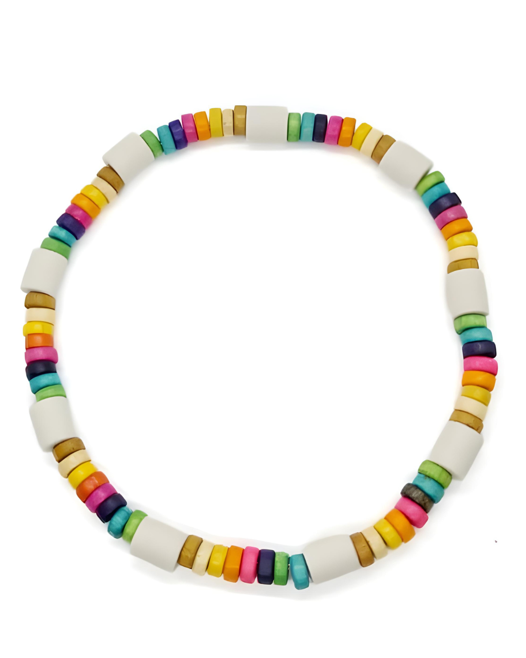 Halsband EM Keramik mit bunten Holzperlen