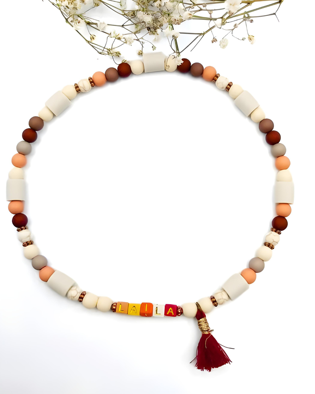 Zeckenhalsband EM Keramik mit Magnesit und bronzefarbene Teilelemente