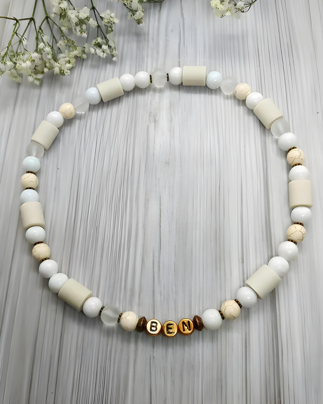 Zeckenhalsband EM Keramik mit Magnesit und Bergkristall