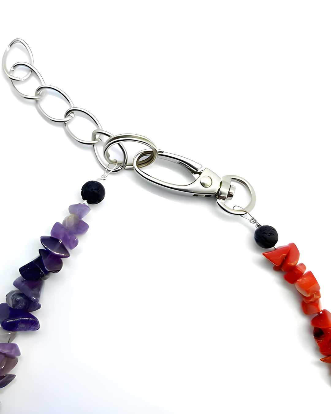 Edelsteinsplitter Halsband aus Amethyst, Perlmutt, Amazonit, Aventurin, Calcit, Karneol, Koralle