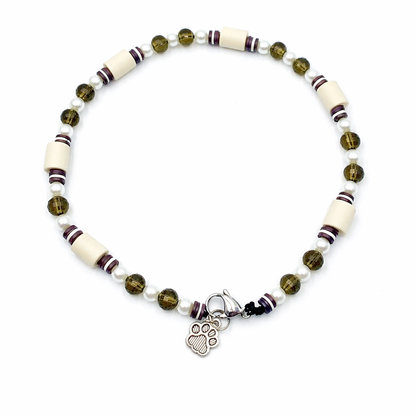 EM ceramic necklace with lava, hematite beads