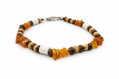 Gemstone chip necklace made of rock crystal, rose quartz and lava stone