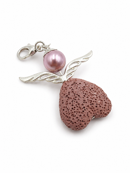 Engel-Anhänger aus Lavastein rosa