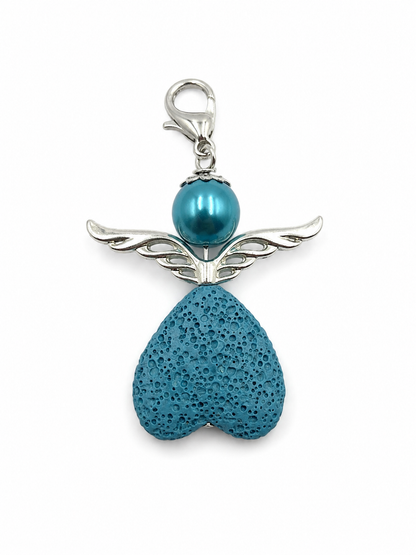 Engel-Anhänger aus Lavastein blau