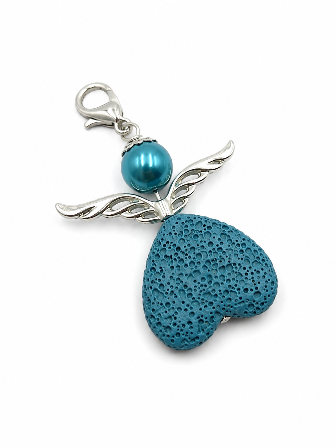 Engel-Anhänger aus Lavastein blau
