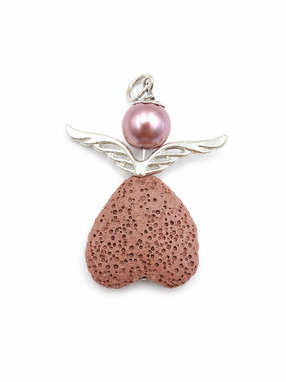 Engel-Anhänger aus Lavastein rosa