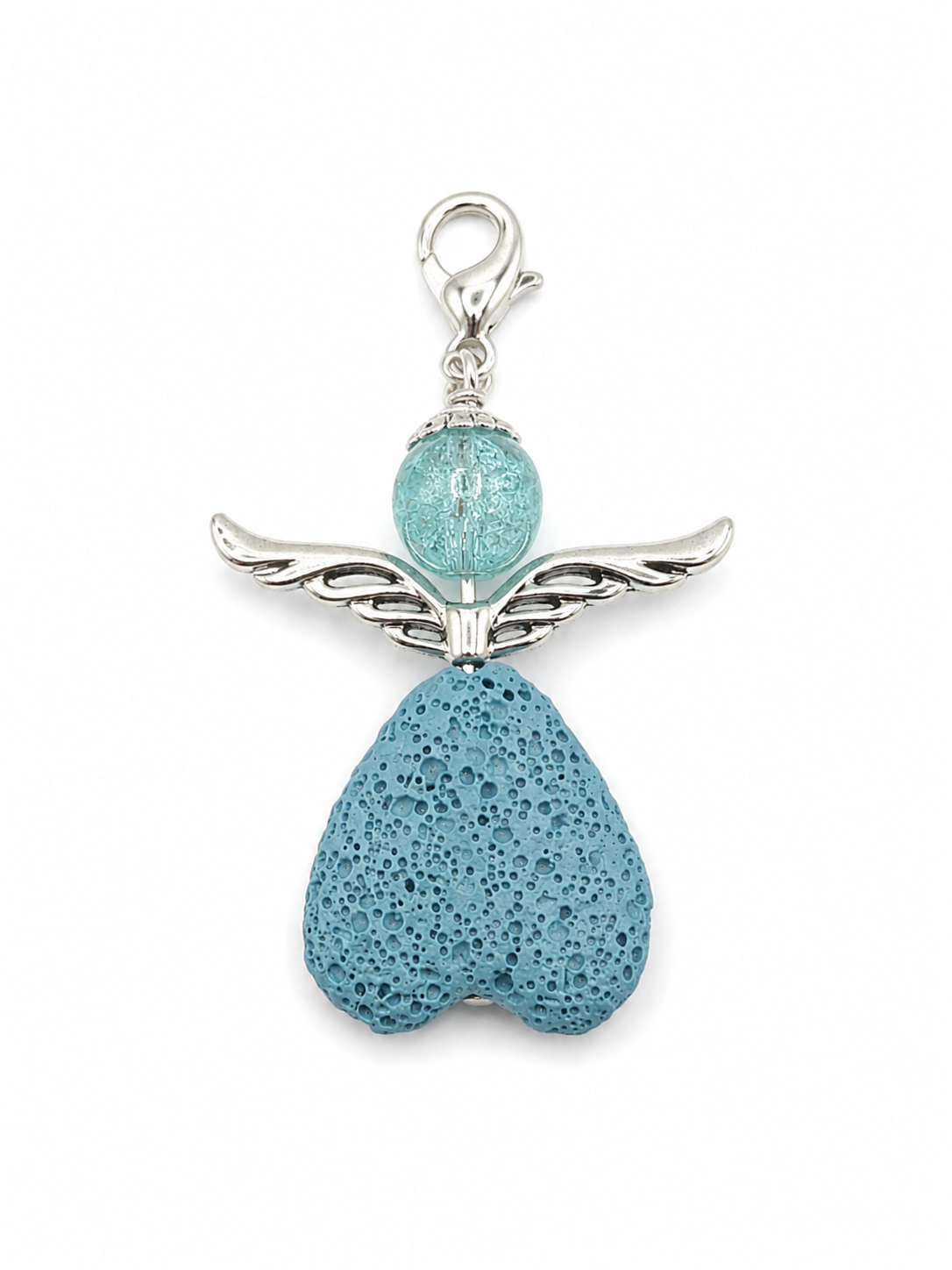 Engel-Anhänger aus Lavastein blau