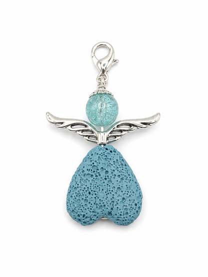 Engel-Anhänger aus Lavastein blau