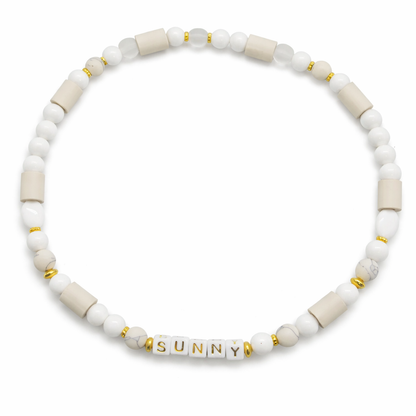 Halsband EM Keramik mit Magnesit, Bergkristall und vergoldeten Teilelementen