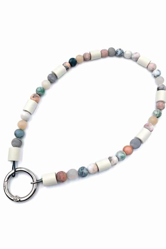 Halsband EM-Keramik mit Zebrajaspis, Moosachat und Calcit