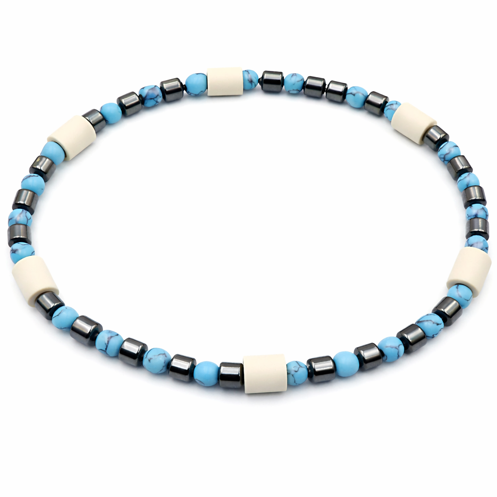Halsband EM Keramik aus Türkis und Hämatit