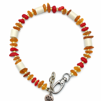Gemstone chip necklace made of rock crystal, rose quartz and lava stone