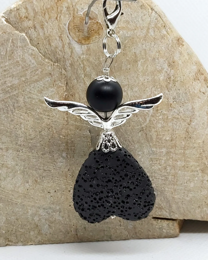 Angel pendant made of onyx and lava stone