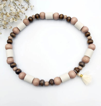 EM Keramik Halsband mit Holzperlen