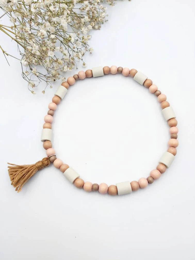 EM Keramik Halsband mit Holzperlen