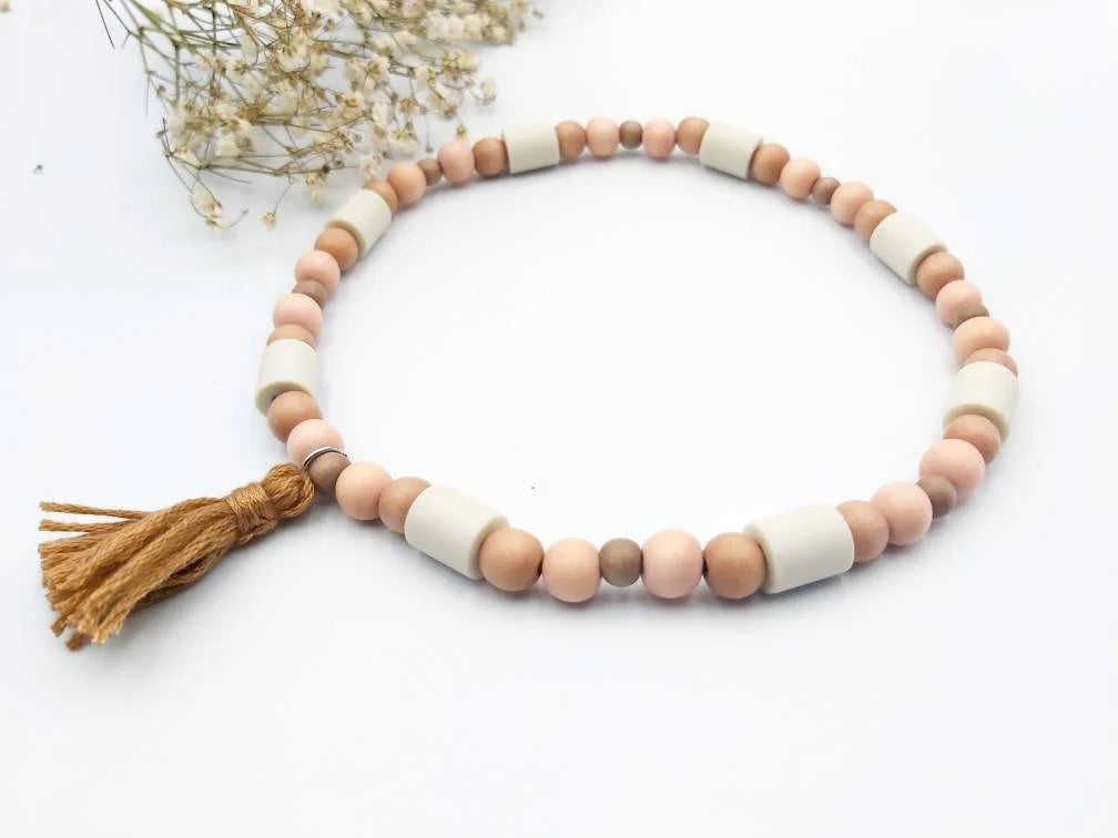 EM Keramik Halsband mit Holzperlen